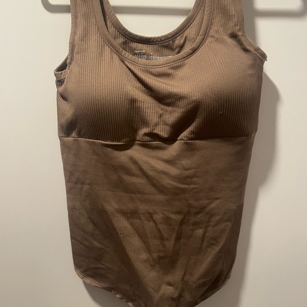 Torrid Brown Ribbed Bodysuit